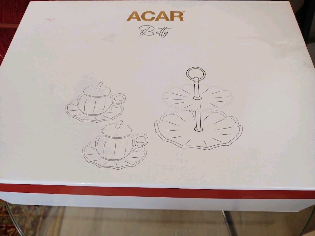 ACAR HOME LÜX PORSELEN KABAK SUNUMLU 2 Lİ FİNCAN TAKIMI GOLD SIFIR - 6