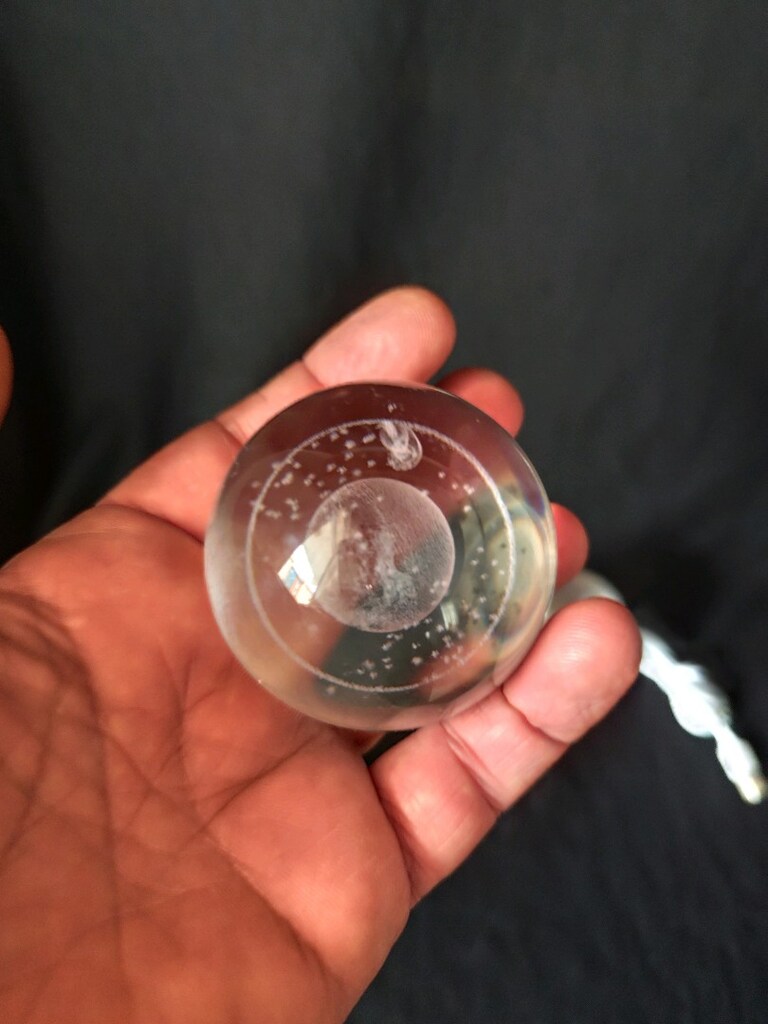 Senon Kristal Cam Küre LED Işıklı Usb Kablolu Ahşap Stantlı Gece Lamba - 2