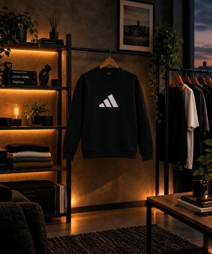 Adidas Siyah Bisiklet Yaka Sweatshirt