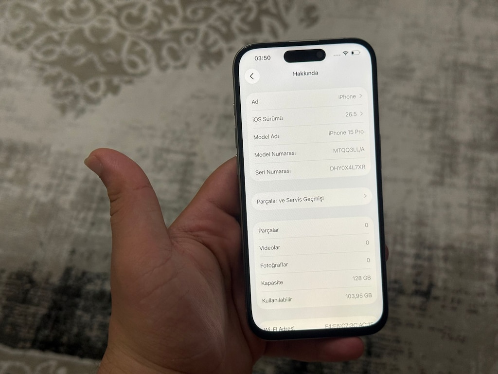 iPhone 15 Pro YD Cihazı 60 0 - 3
