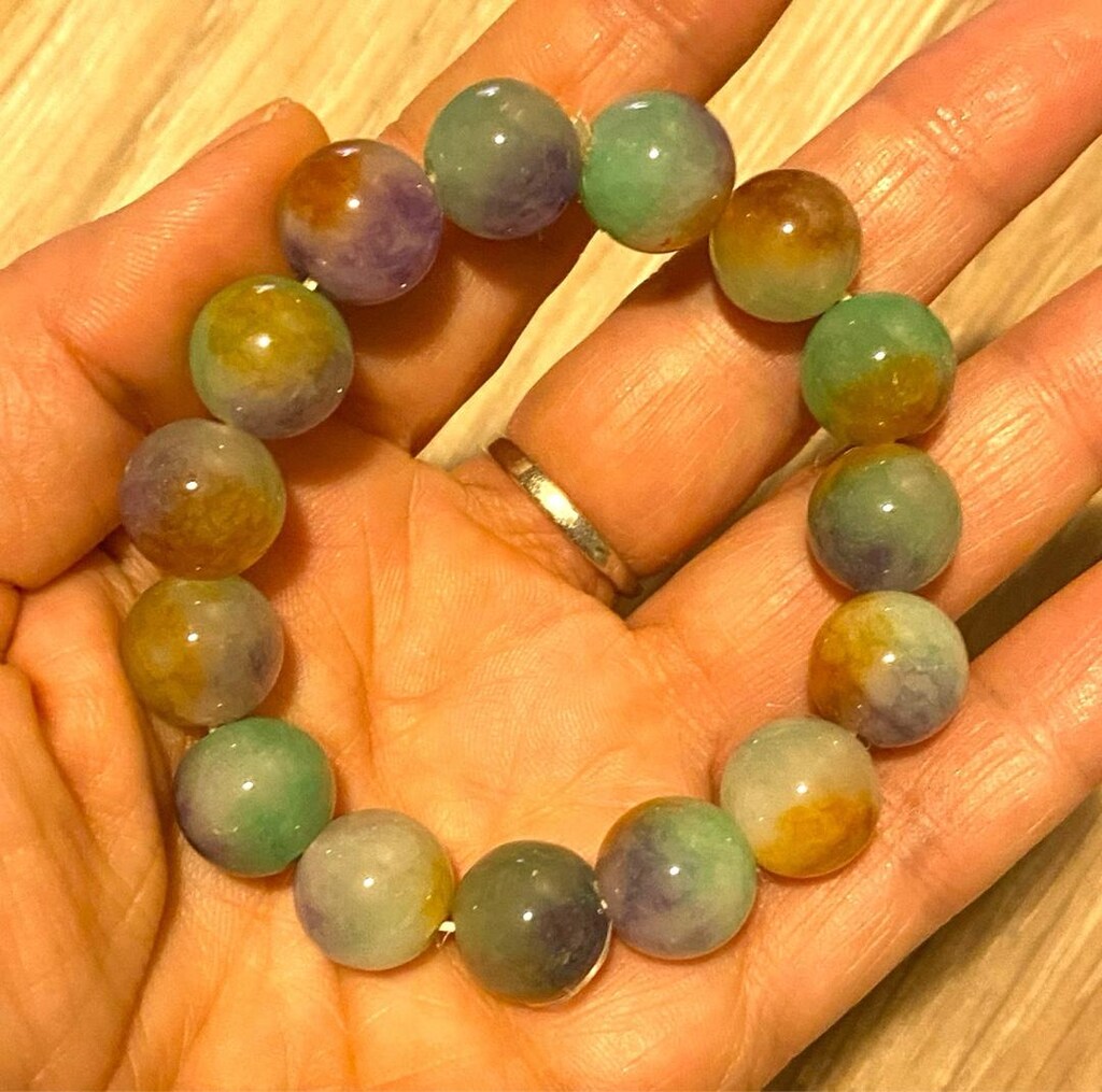 Yeşim Taşı ( Jade ) Multicolor Doğaltaş Bileklik - 5