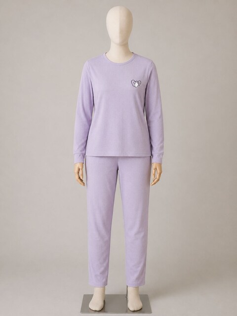 Lila Kalpli Rahat Pijama Takımı
