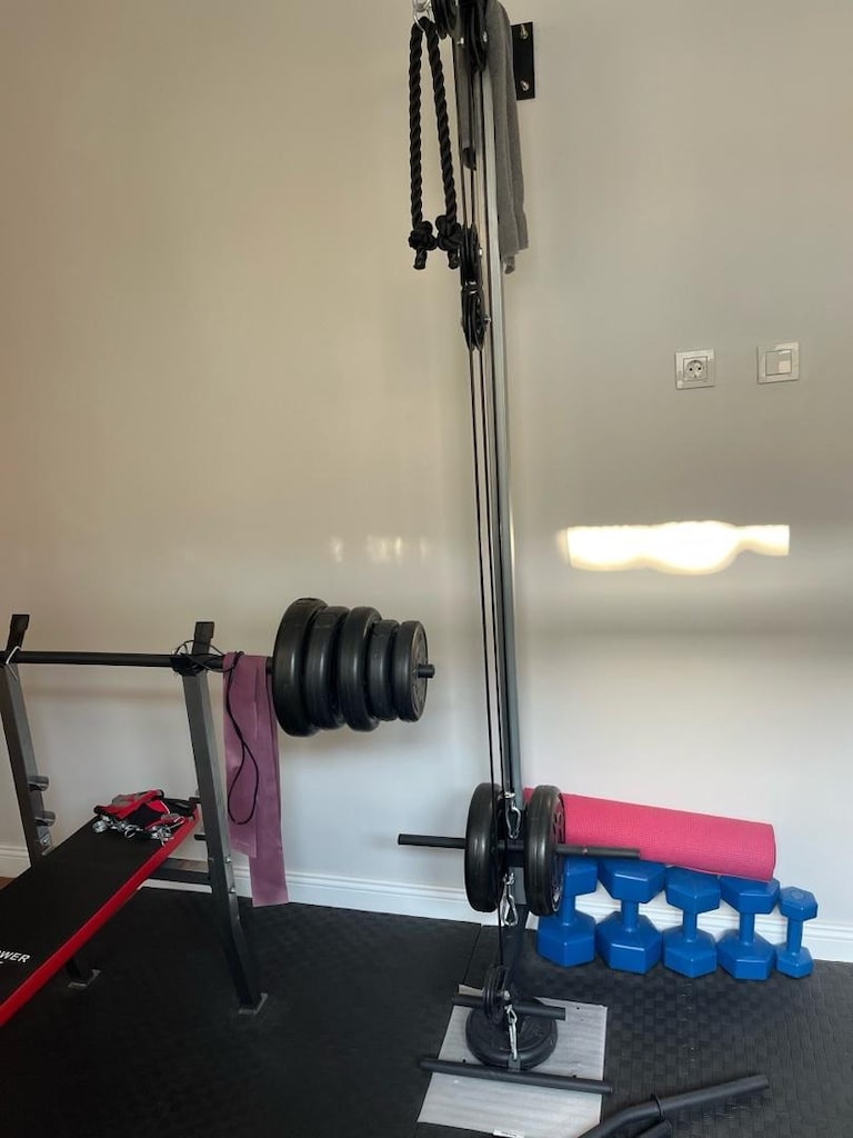 BENCH PRESS-DUVAR TİPİ LAT MACHİNE-BARLI HALTER DAMBIL SETİ - 2