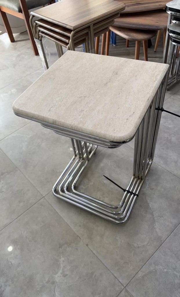 TRAVERTEN DESEN MEBRAN 4 lü sehpa - 7