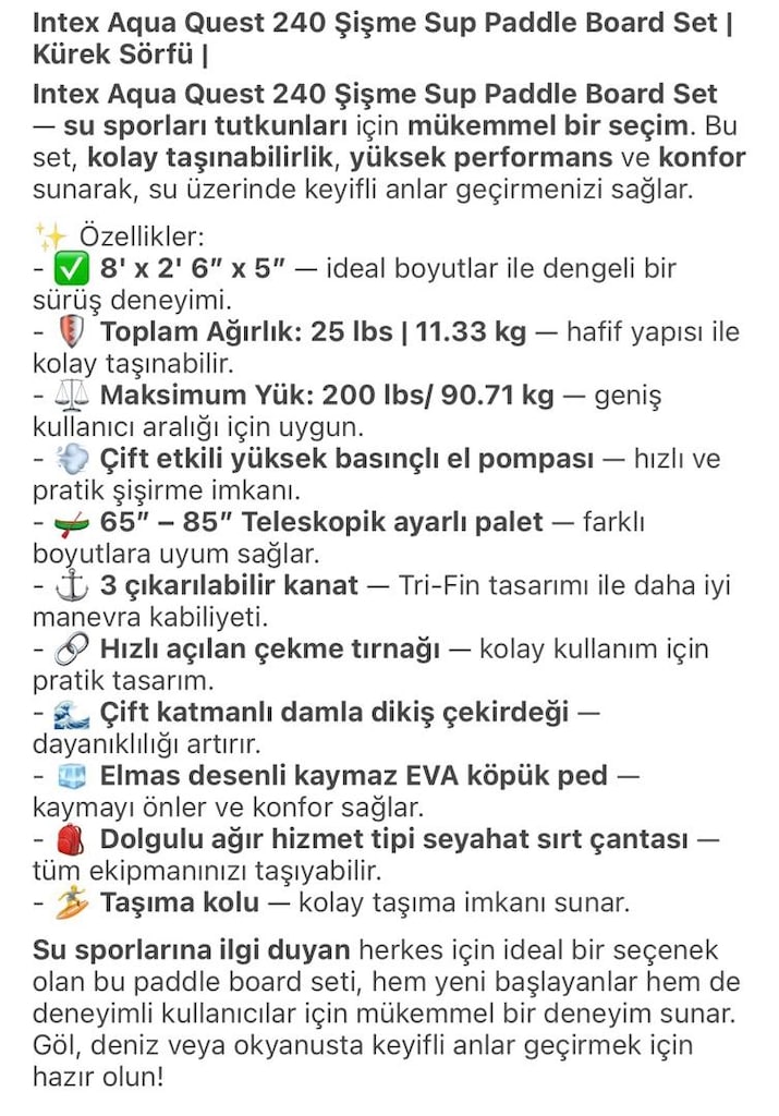 intex aqua quest 240 şişme sup board - 3