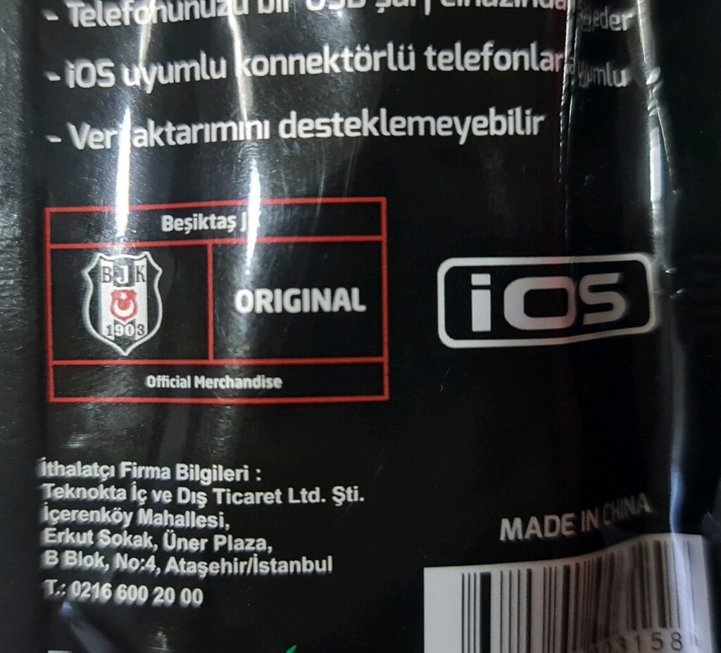 Beşiktaş Lisanslı İOS USB şarj kablosu. Sıfır Beşiktaş lisanslı ürünü - 4
