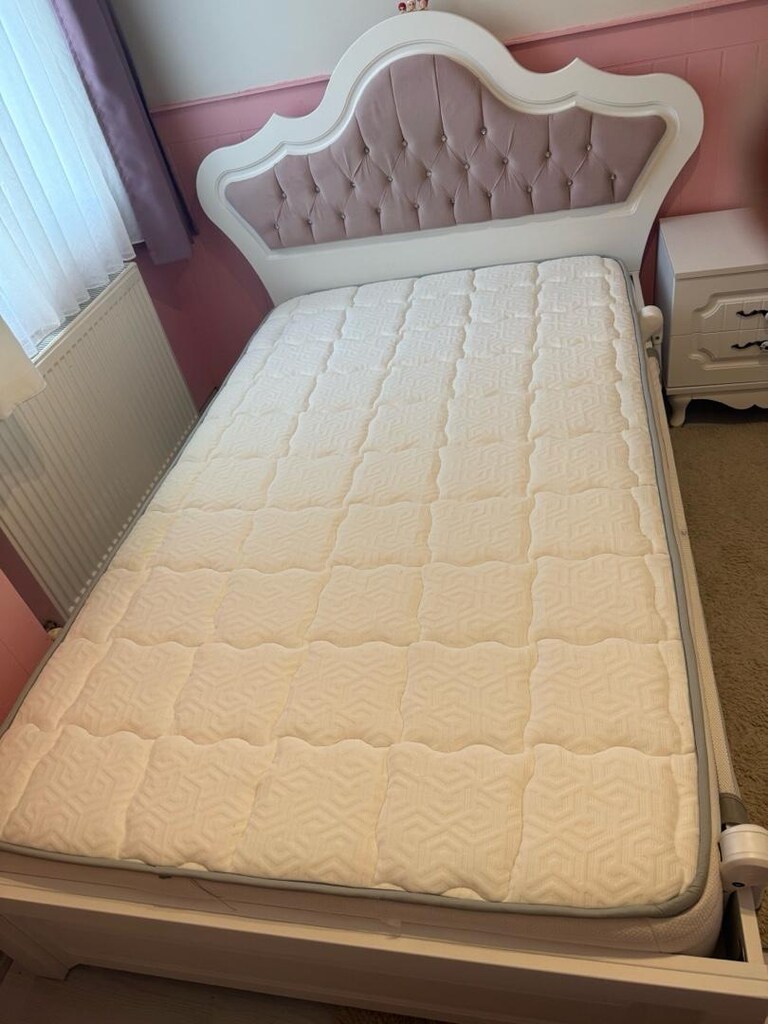 120x200 GENÇ ODASI MDF BEYAZ TEMİZ YATAKLI KARYOLA - 4