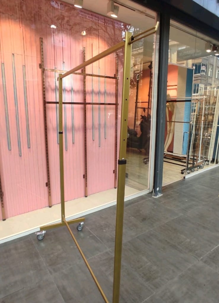 Ayarlanabilir Askılık Stand Eşek,Ayaklı Askılık Stant Eşek,Gold Askılı - 15