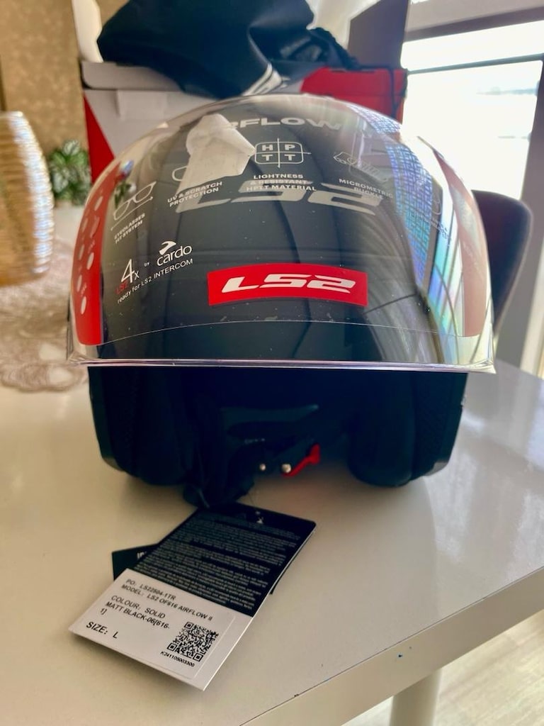 LS2 Airflow 2 Açık Motosiklet Kaskı Parlak Siyah sıfır kutulu L beden - 9