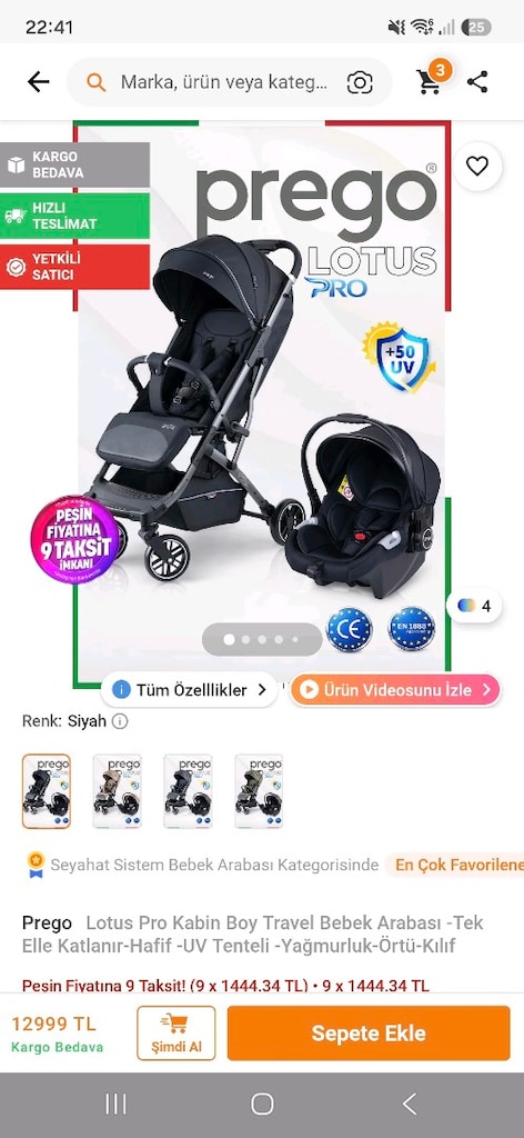PREGO LOTUS BEBEK ARABASI VE PUSET OTO KOLTUĞU - 3