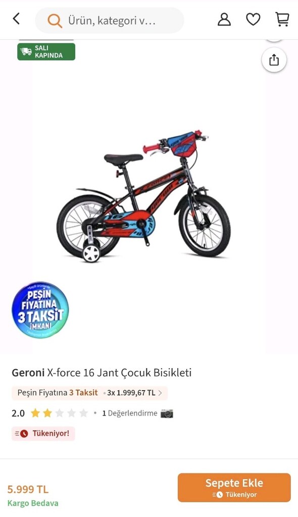 Geroni X Force 16 jant çocuk bisikleti - 9