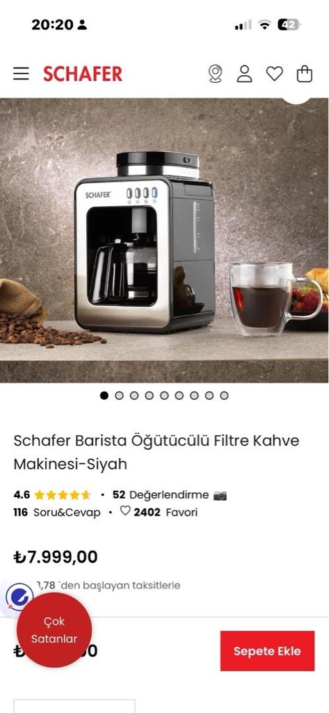 Schafer kahve öğütücülü filtre mk - 2