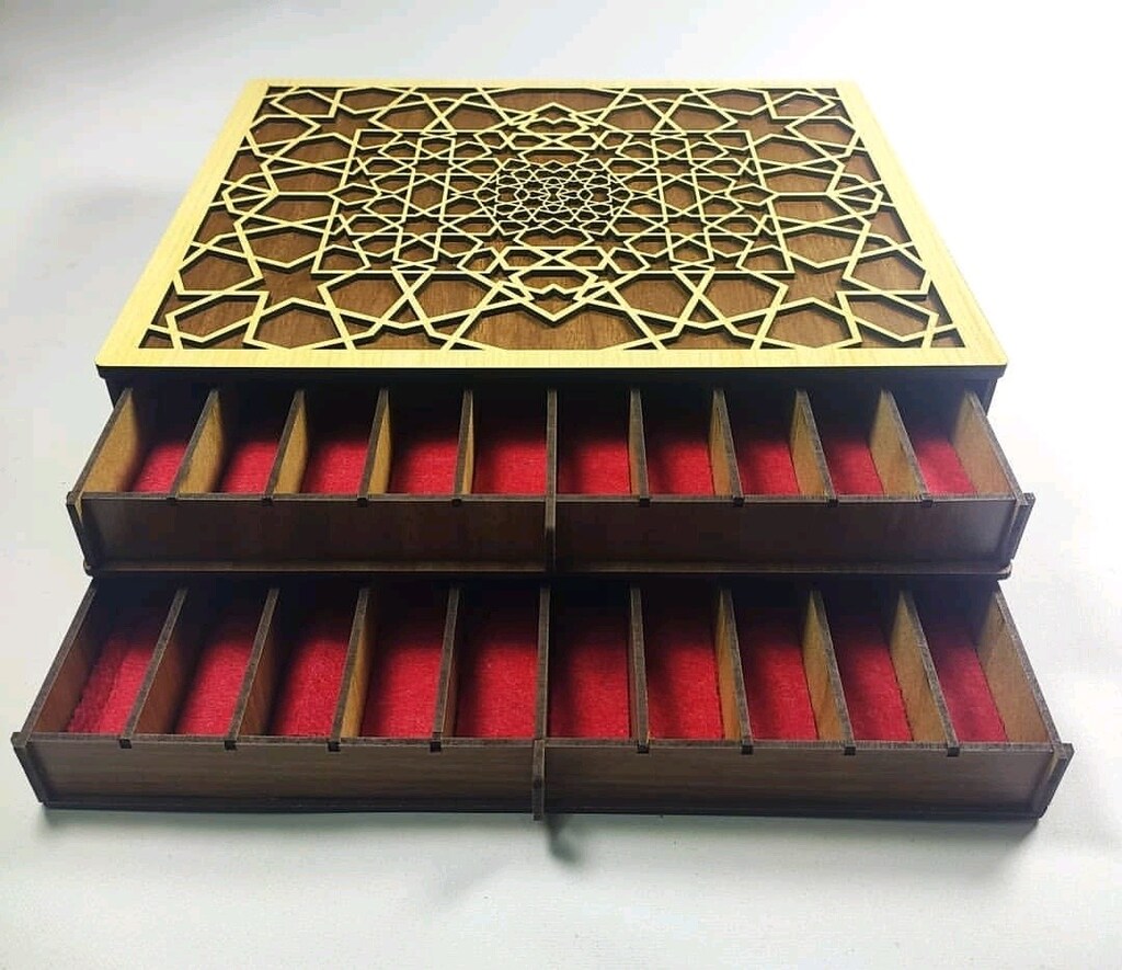 2 KATLI 20 BÖLMELİ TESBİH KUTUSU AHŞAP - 5