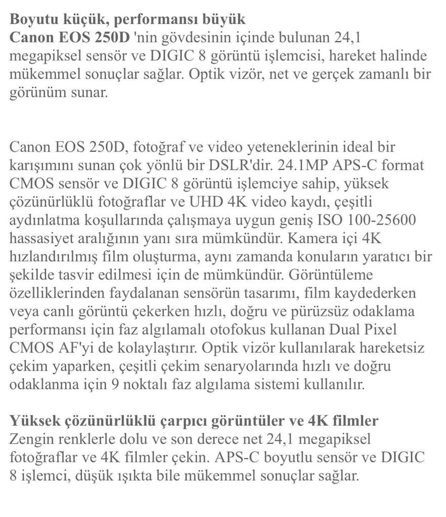 Canon EOS250D fotoğraf makinası - 6