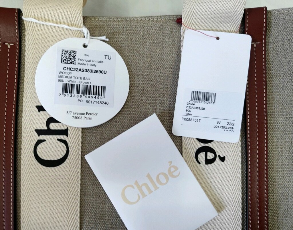 ChloeMedium Woody Kahverengi Beyaz Kadın Keten Çanta - 9