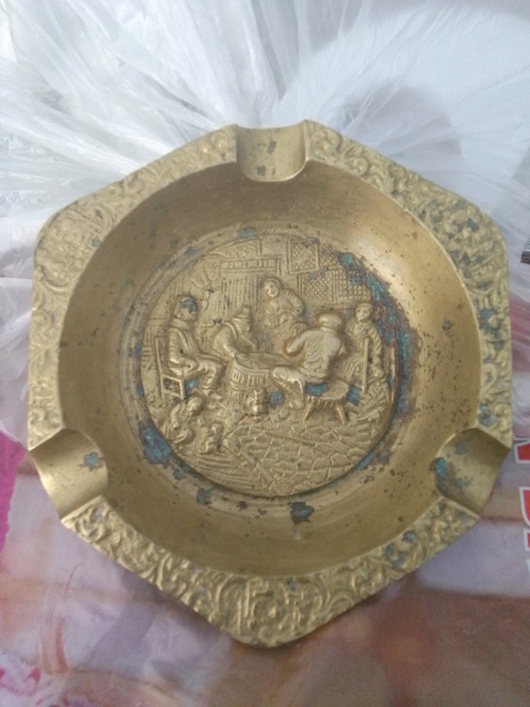 3 lü Osmanlı motifli pirinç döküm kül tablası küllük - 5