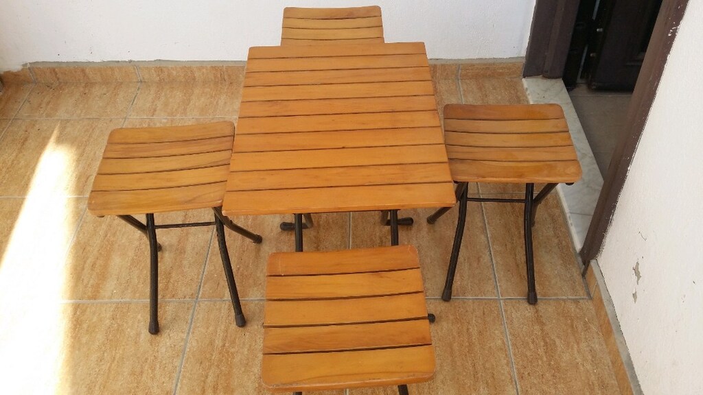 MASİF AHŞAP MASA TABURE SETİ - 2