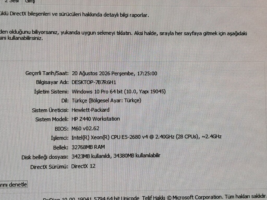 HP Z440 WORKSTATİON - İŞ İSTASYONU RTX N4000 8GB-32GB RAM - 7
