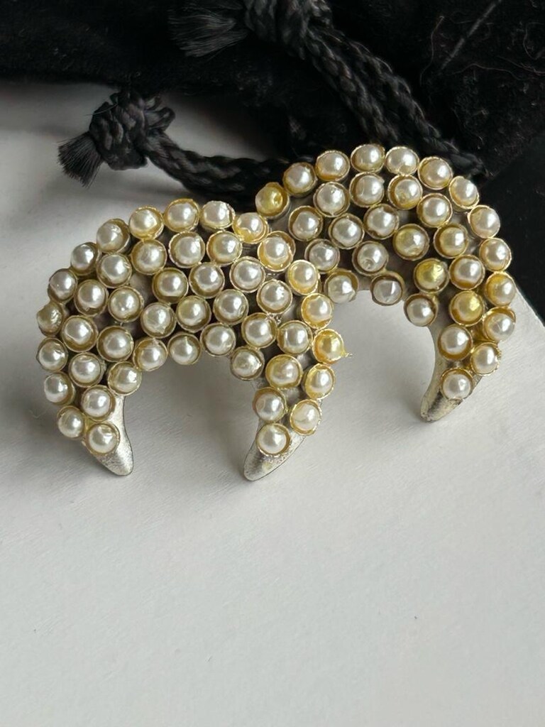 Vintage Kullanılmamış iki farklı model incili kol düğmesi - 10