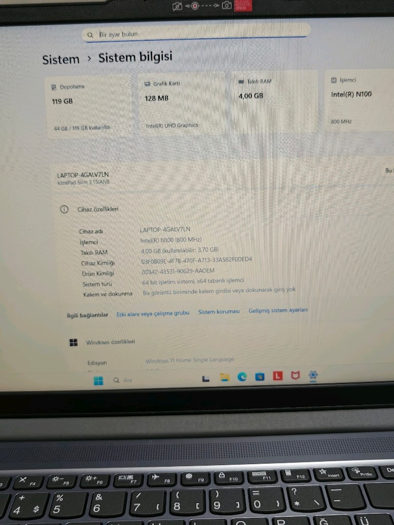 Lenovo IdeaPad Slim 3 Intel N100 4GB Ram 128GB SSD Laptop - 6