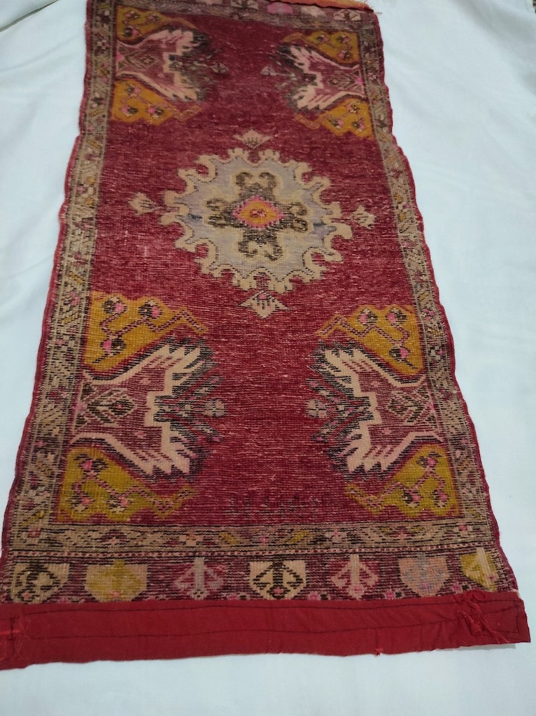 vintage elde dokuma küçük halı - 8