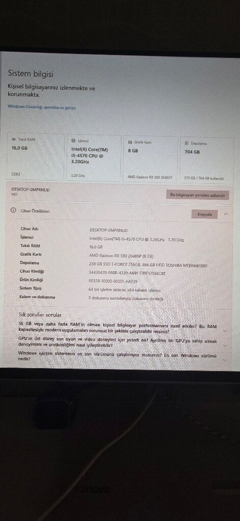 16 GB RAM / RX 580 8GB EKRAN KARTI / İNTEL İ5 / 256 SSD + 500 HDD KASA - 5