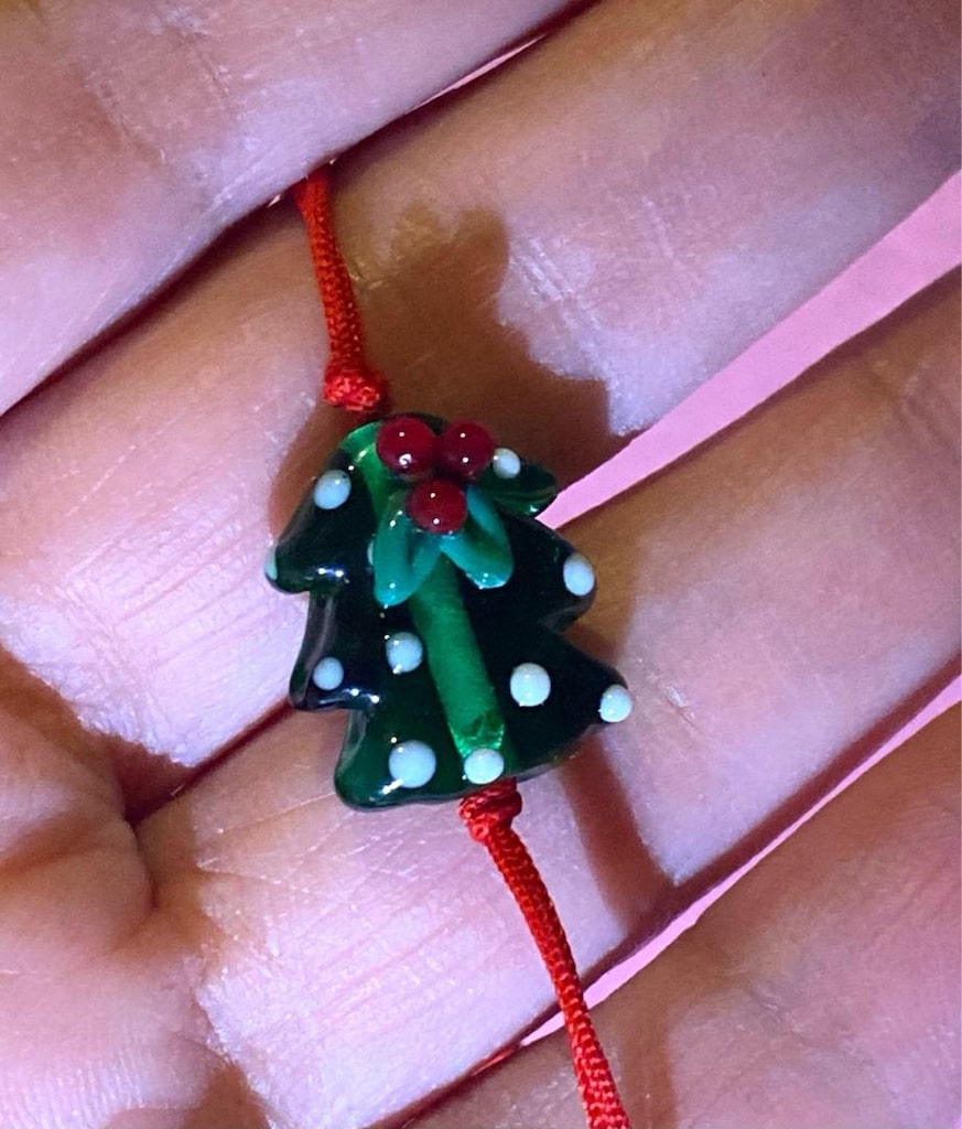 Cam Yılbaşı Ağacı Figürlü İpli Bileklik - 3
