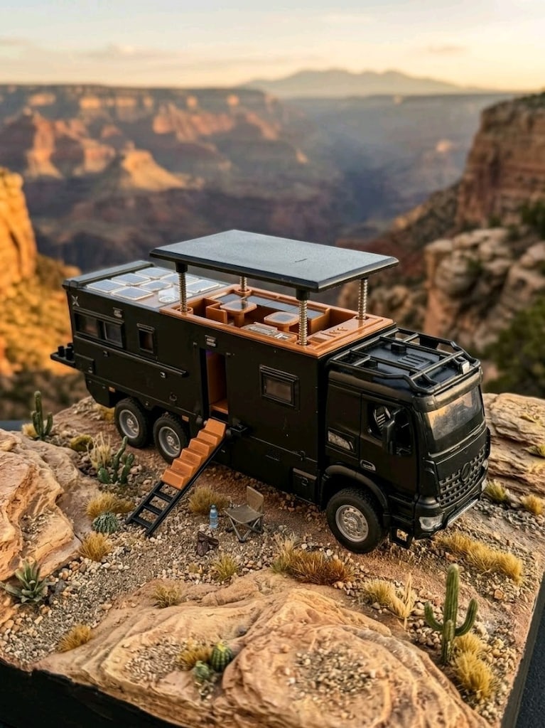 Koleksiyonluk 1:24 Ölçek Premium Arazi Keşif Karavanı (Diecast) - 2