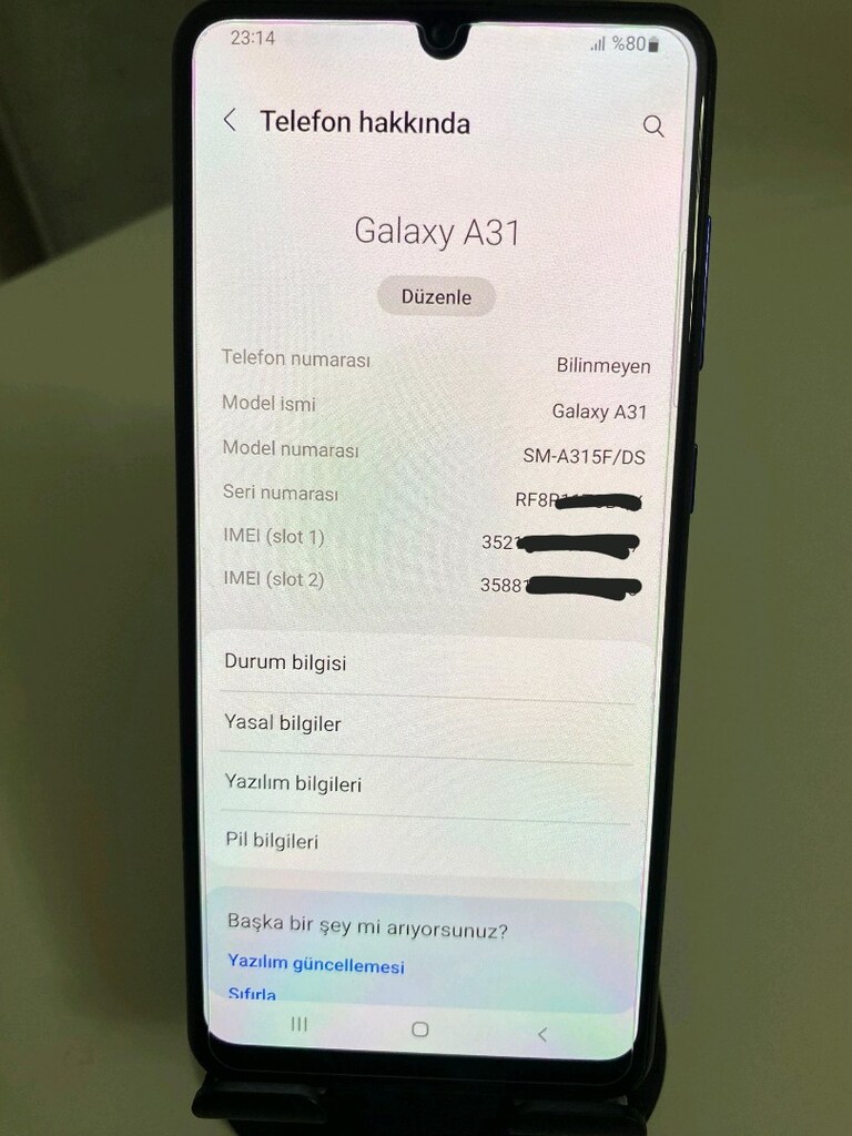 TERTEMİZ SAMSUNG GALAXY A31 TR NFC'Lİ 4+4 8GB RAM 128GB HAFIZA - 9