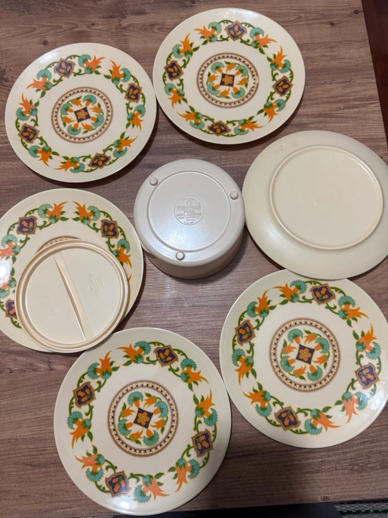 Nostaljik Noramin Norm Melamin Tabak Takımı ve Kapaklı Kase Tereyağlık - 6