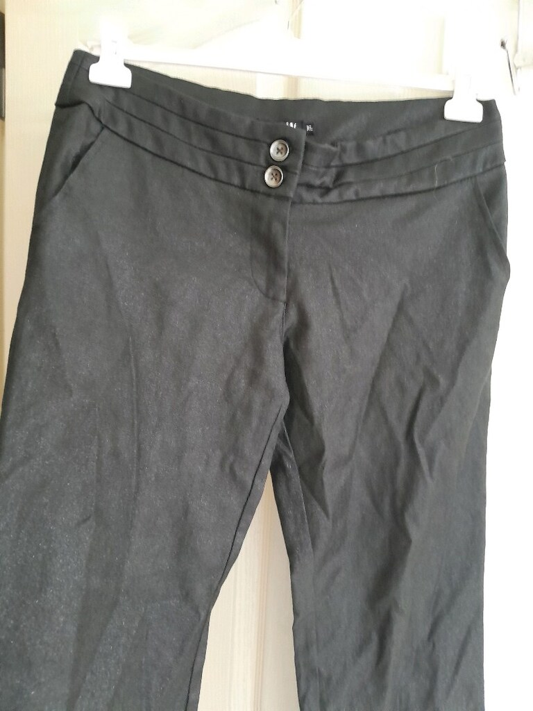 Yeni gibi, XL, siyah isiltili bayan kumas pantolon - 2