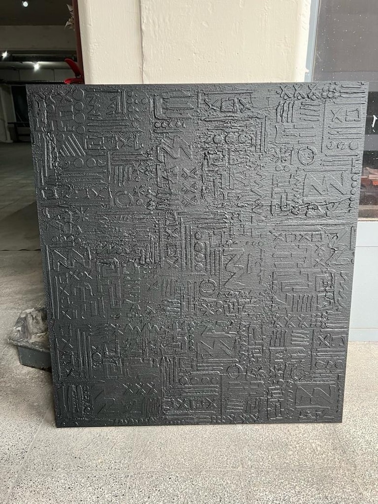 TABLO EL İŞÇİLİĞİ MDF ÜZERİ DOKULU KABARTMALI TEKNİK 80x100 SİYAH - 7