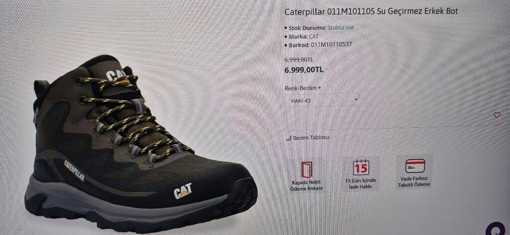 Caterpillar Erkek GORATEX su gecırmez bot. - 2