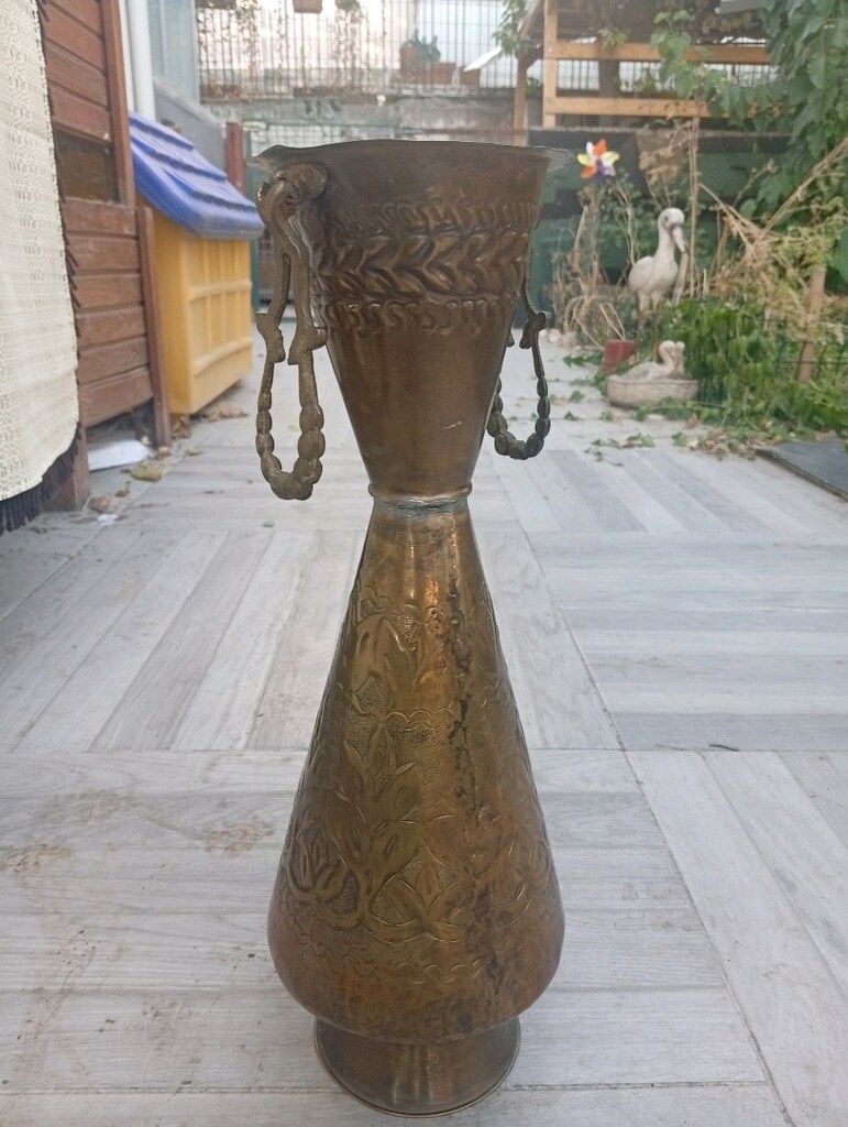 pirinç vazo tepsi antika - 3