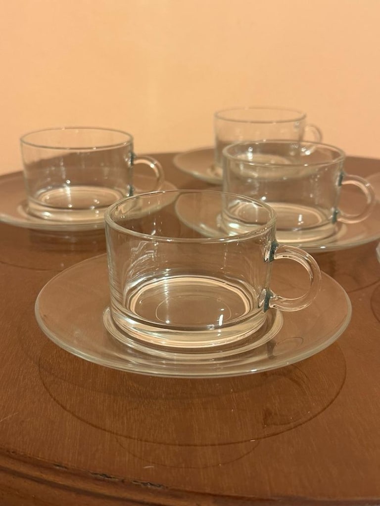 6’lı Cam Çay / Kahve Fincan Takımı (Tabaklı Set) - 2