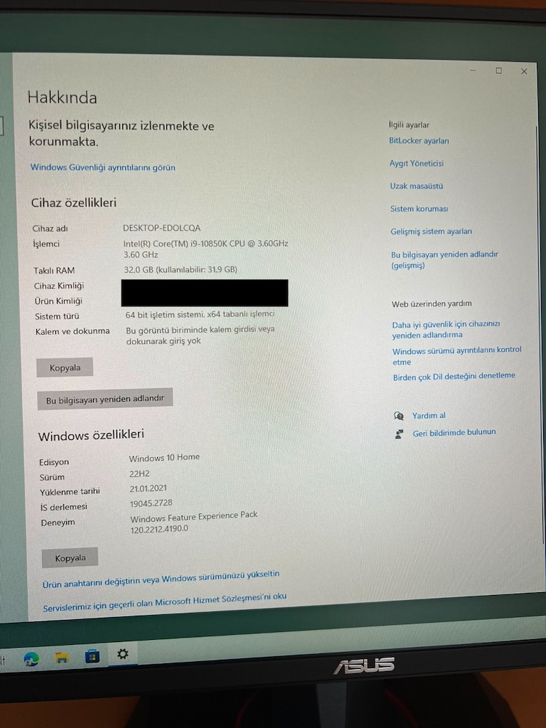 İŞ & OYUN MASAÜSTÜ BİLGİSAYAR - i9 10850K 32GB RAM RTX3090 24GB - 4