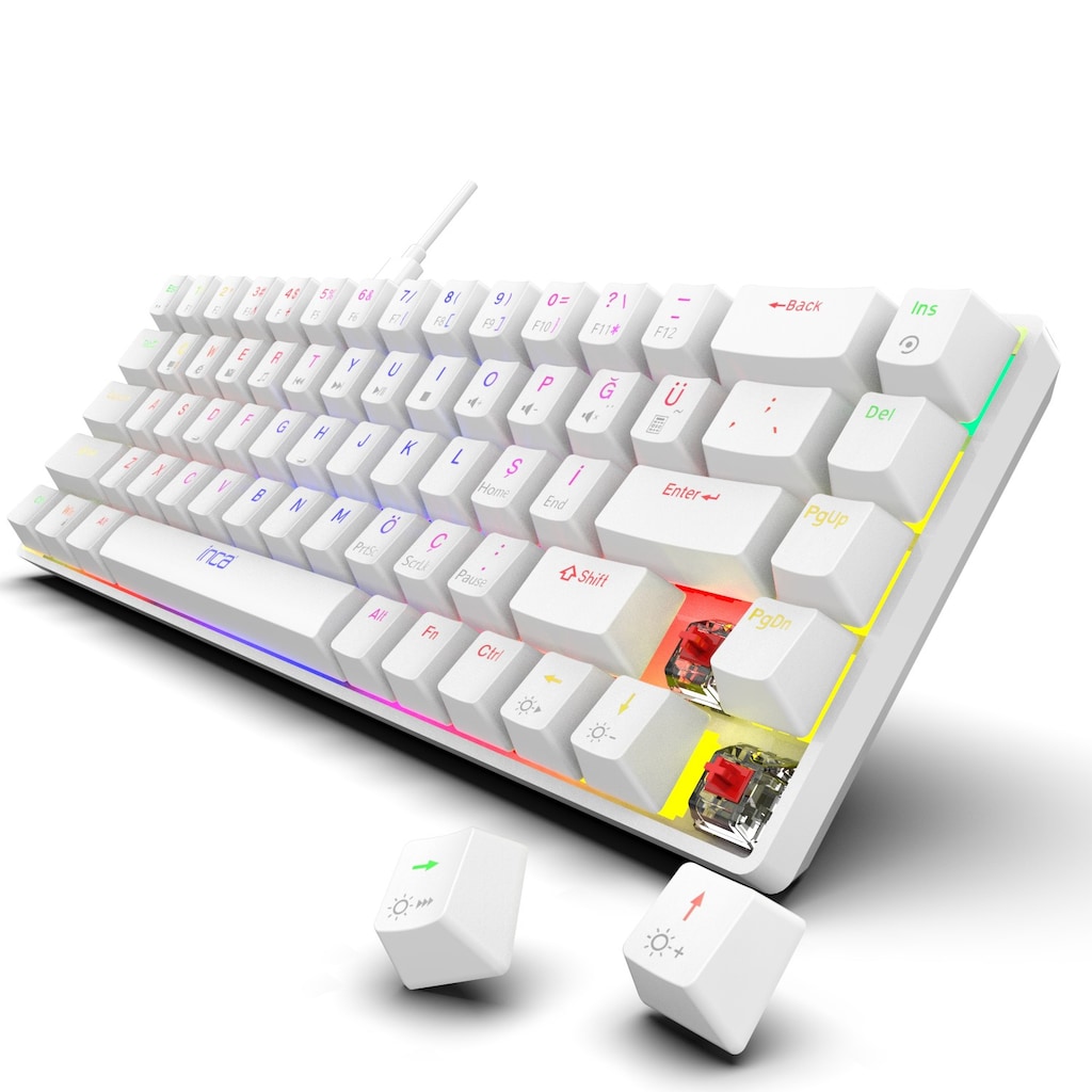 Inca IKG-453 Red kırmızı switch mini mekanik klavye beyaz Type-C - 10