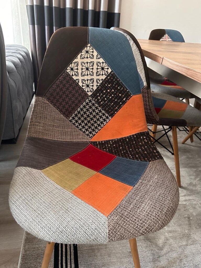 İder mobilya meşe yemek masası ve patchwork özel üretim sandalye - 4
