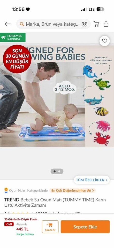 Tummy time için su matı - 3