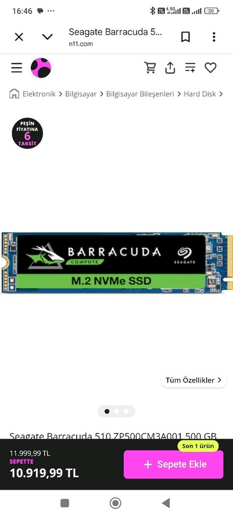 Seagate BarraCuda 500 GB NMVe SSD - 2