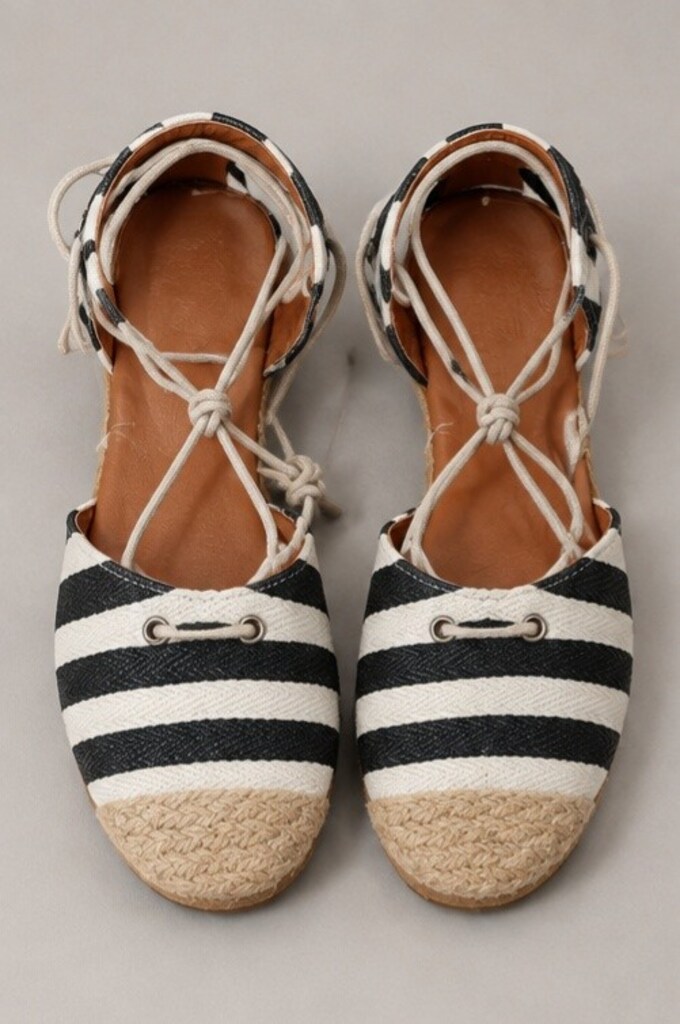 Bilekten Bağlamalı Keten Espadril - 5