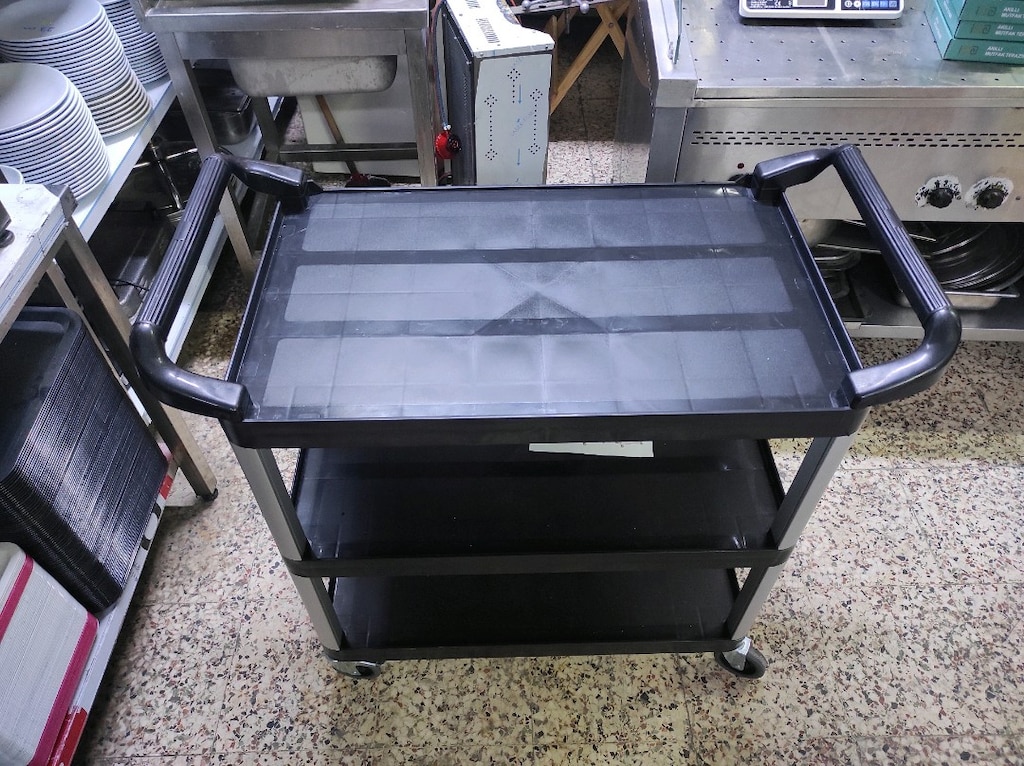 Servis arabası plastik 3 katlı - tabak tepsi taşıma arabası - 3