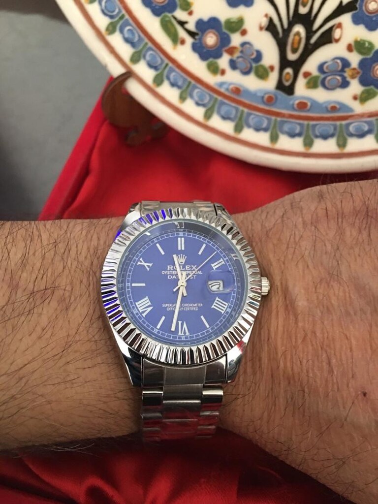 Rolex Oyster Perpetual Mavi Romalı Rakamlı Saat - 8
