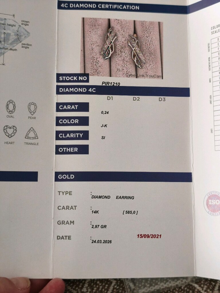 Sertifikalı Pırlanta 14k küpe - 6