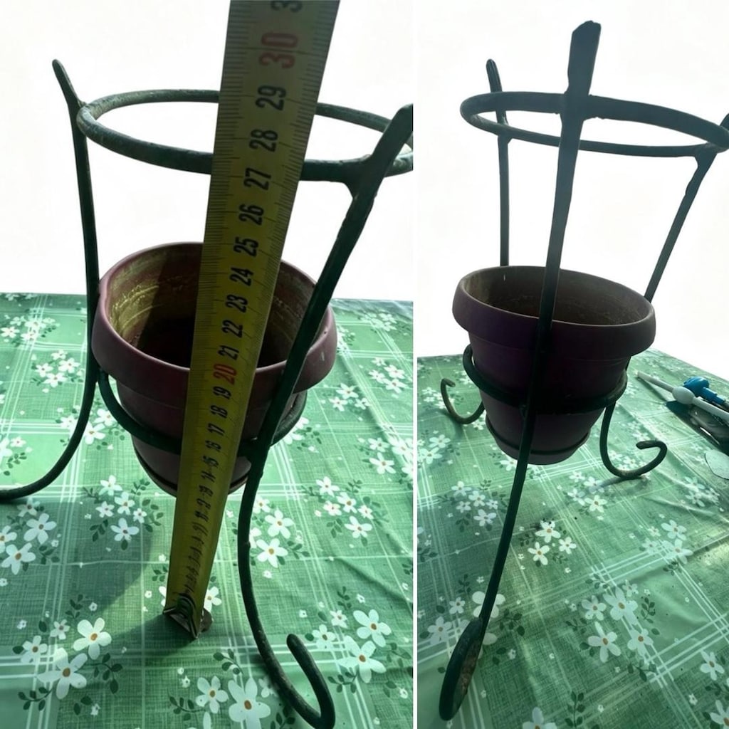 29cm Ferforje Saksısıyla Metal Çiçeklik, Ayaklı Saksılık - 4