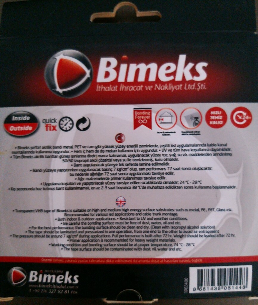 Bimeks Akrilik Şeffaf Çift Taraflı LED Yapıştırma Bandı. - 2