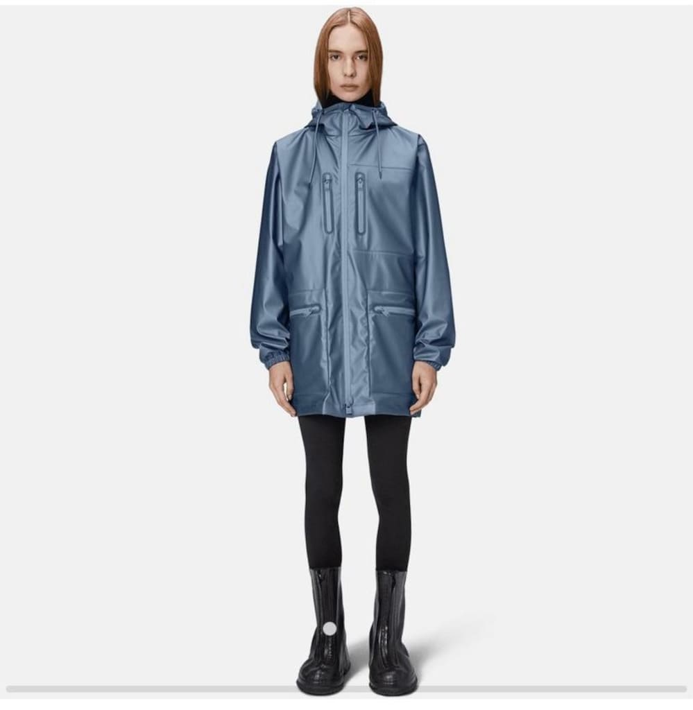 RAINS Cargo Long W3 Unisex Mavi Yağmurluk – M Beden – Sıfır - 3