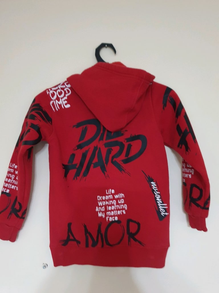 Kırmızı Kapüşonlu Çocuk Sweatshirt - 3