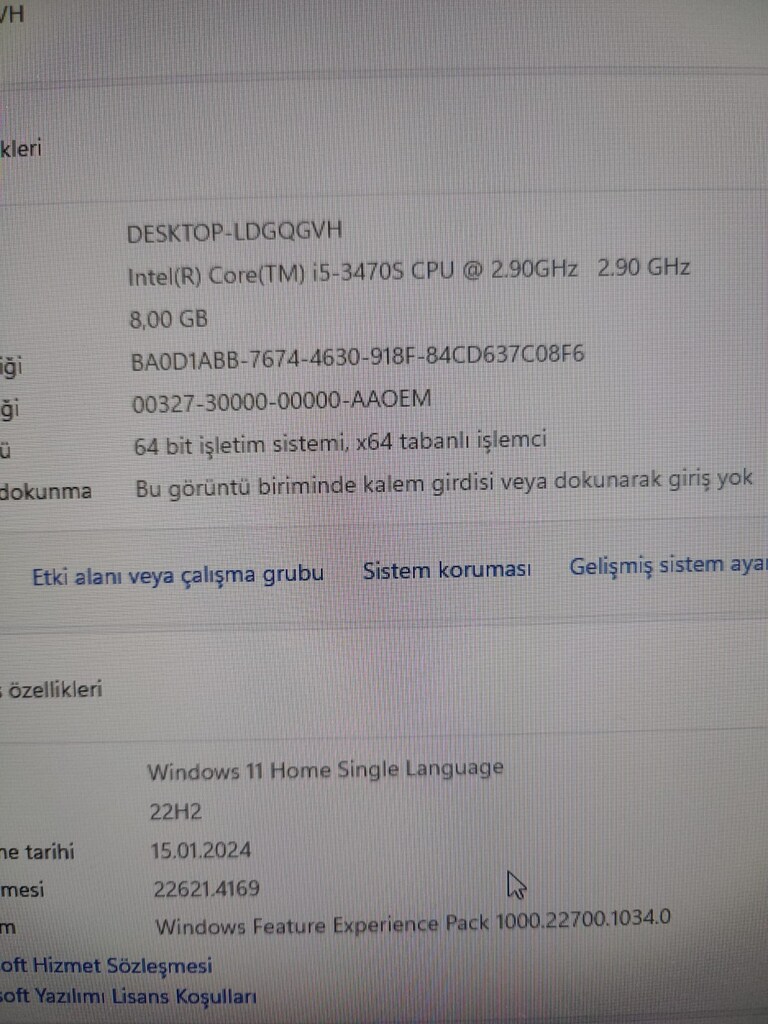 i3 İŞLEMCİ - 8GB RAM- GTX 650 EKRAN KARTI- 120 GB SSD - RGB KASA - 9