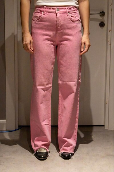 Zara marka pembe bol paca jean